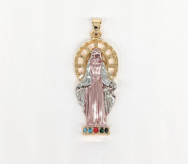 Plated My Lady Virgin Mary Pendant Oro Laminado Virgen de Guadalupe Medalla