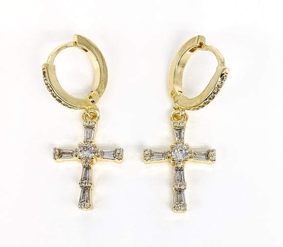 Plated Bling Cross Earring