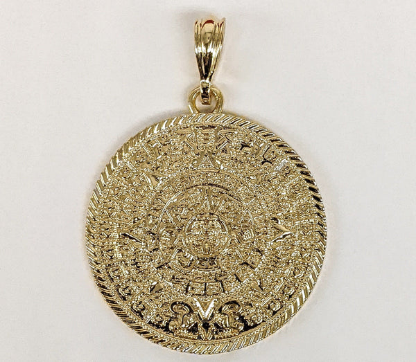 Plated Aztec Calendar Pendant