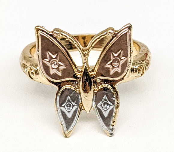 Plated Tri-Gold Butterfly Ring*