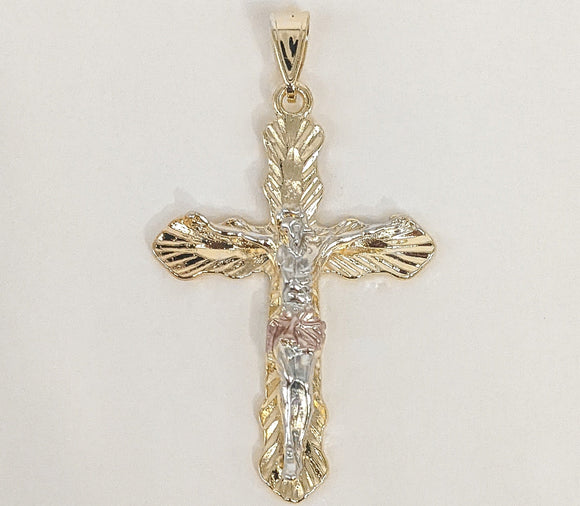 Plated Tri-Color Cross Pendant