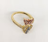 Plated Tri-Gold Virgin Mary Butterfly Adjustable Ring