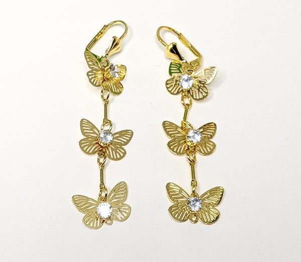 Plated Tri-Gold Butterfly Earring