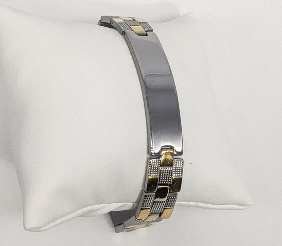 Stainless Steel Silver/Gold Men Watch Band Style Bracelet