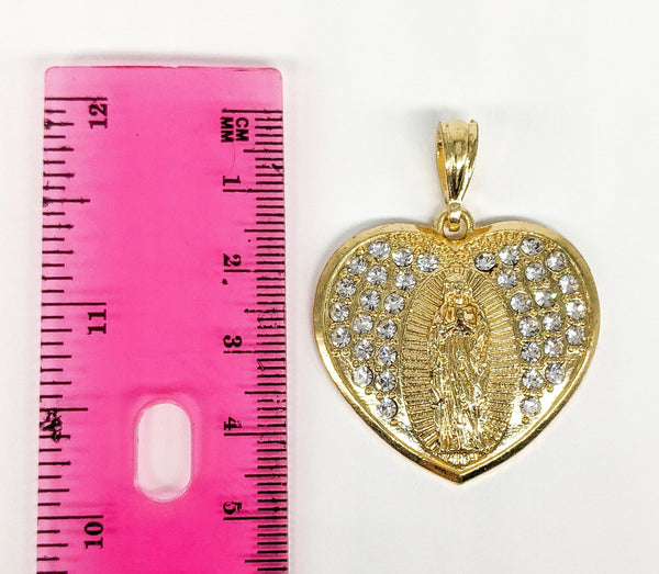 Plated Heart with Virgin Mary Stoned Pendant*