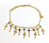 Plated Cross Multi-Color Stone Anklet