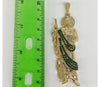 Plated Large Green Stone Saint Jude Pendant*