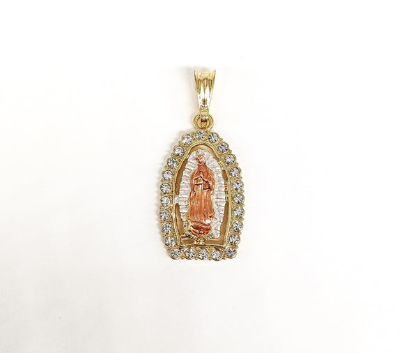 Plated Tri-Color Virgin Mary Pendant