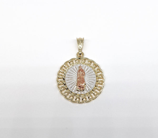 Plated Tri-Color Virgin Mary Pendant