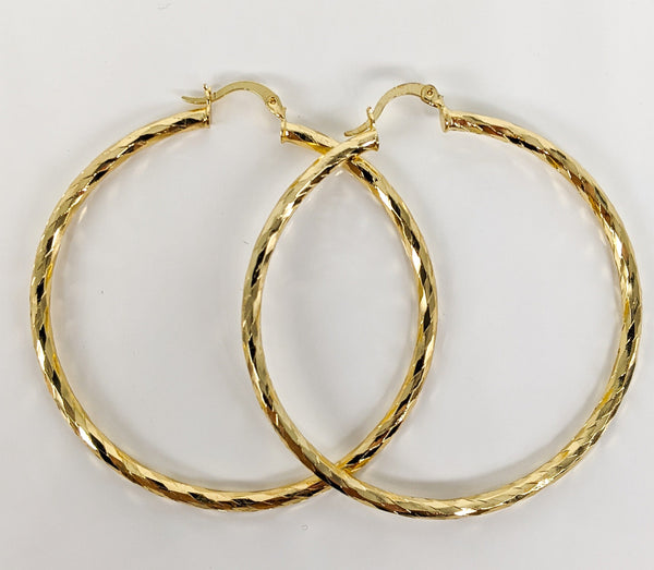 Plated Textured Hoop Earrings SMALL*