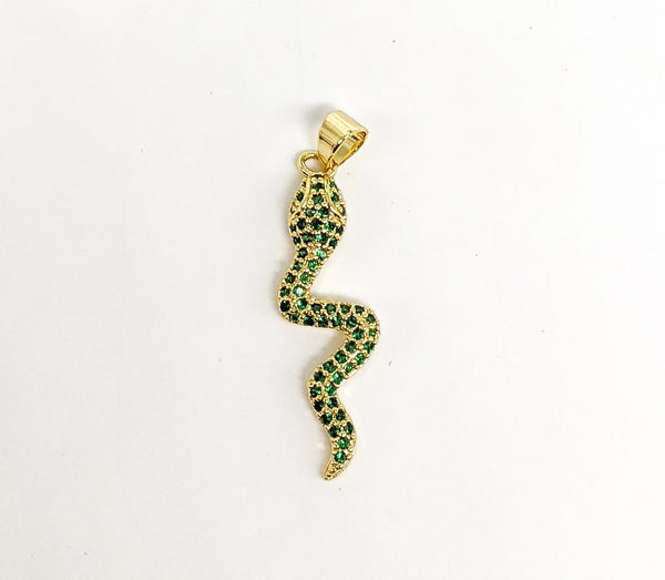 Plated Green Stone Snake Pendant*