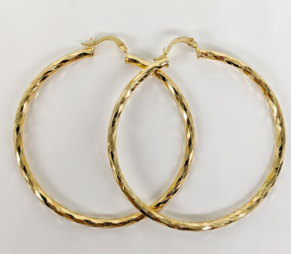 Plated Textured Hoop Earrings LARGE*