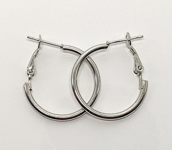 Rhodium Plated 20mm Hoop Earring