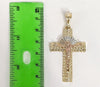 Plated Tri-Color Cross 5mm Figaro Chain Necklace