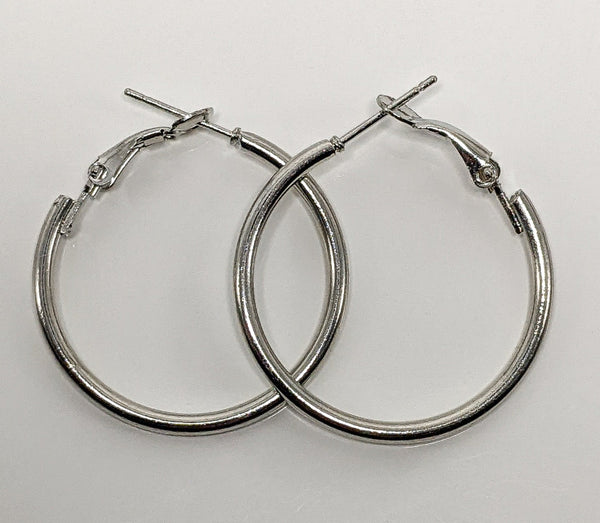 Rhodium Plated 25mm Hoop Earring