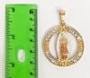 Plated Tri-Gold Virgin Mary 5mm Figaro Chain Necklace