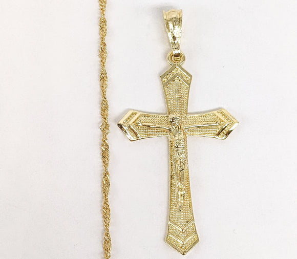 Plated Cross Pendant and Twist Chain Set