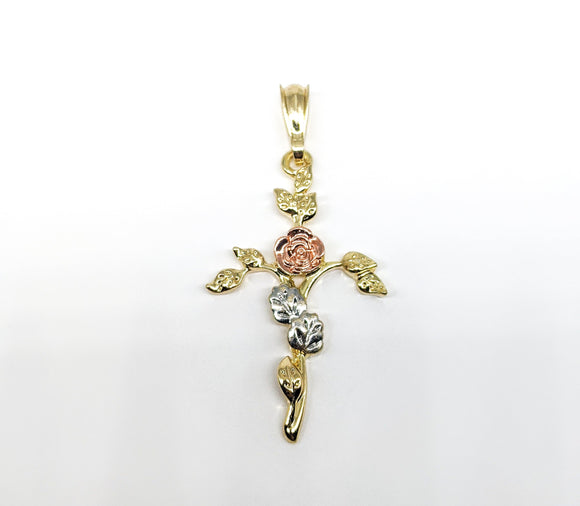 Plated Tri-Color Cross Pendant