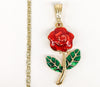 Plated Multicolor Rose Flower Pendant and Star Chain Set