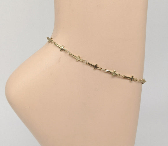 Plated Cross Anklet