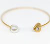 Stainless Steel Open Bangle Faux Pearl Bracelet*