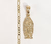 Plated Virgin Mary Guadalupe 4mm Figaro Chain Necklace