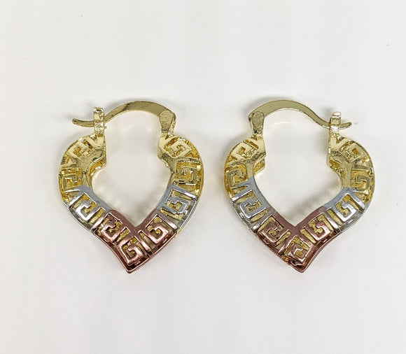 Plated Tri-Gold Half Heart Earring*