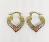 Plated Tri-Gold Half Heart Earring*