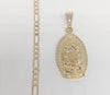 Plated Virgin Mary 4mm Figaro Chain Necklace