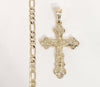 Plated Cross Pendant and Figaro Chain Set