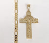 Plated Cross 5mm Figaro Chain Necklace