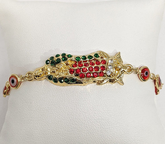 Plated Multicolor Virgin Mary with Red Eye Bracelet