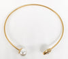 Stainless Steel Open Bangle Faux Pearl Bracelet*