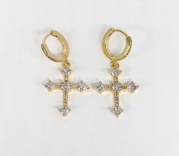 Plated Bling Cross Earring