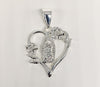 Rhodium Plated Heart with Virgin Mary Pendant