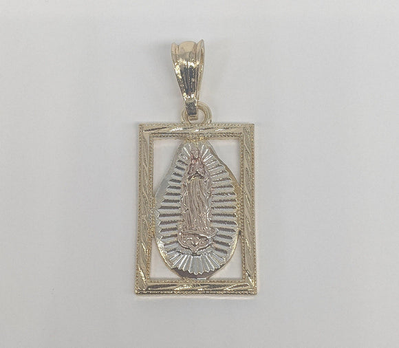 Plated Tri-Color Virgin Mary Pendant