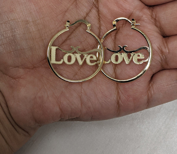 Plated "Love" Hoop Earring