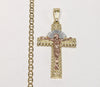 Plated Tri-Color Cross 4mm Mariner Anchor Chain Necklace