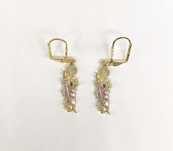 Plated Tri-Gold Saint Jude Earring