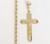 Plated Cross Pendant and Rope/Braided Chain Set