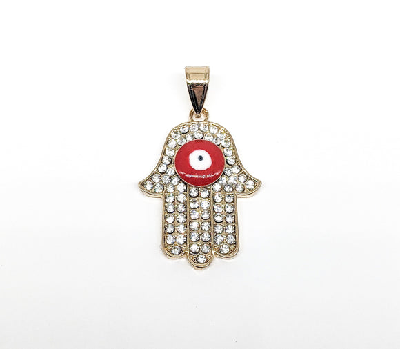 Plated Hamsa Hand with Eye Pendant*