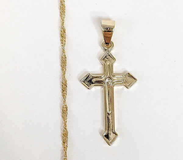 Plated Cross Pendant and Twist Chain Set*