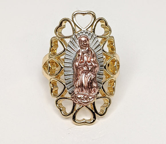 Plated Tri-Gold Virgin Mary Adjustable Ring