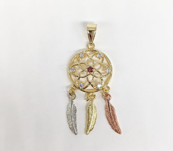 Plated Tri-Color Dream Catcher Pendant