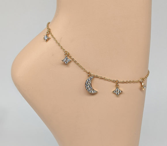 Plated Star and Moon Anklet