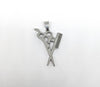 Rhodium Plated Scissors and Comb Pendant