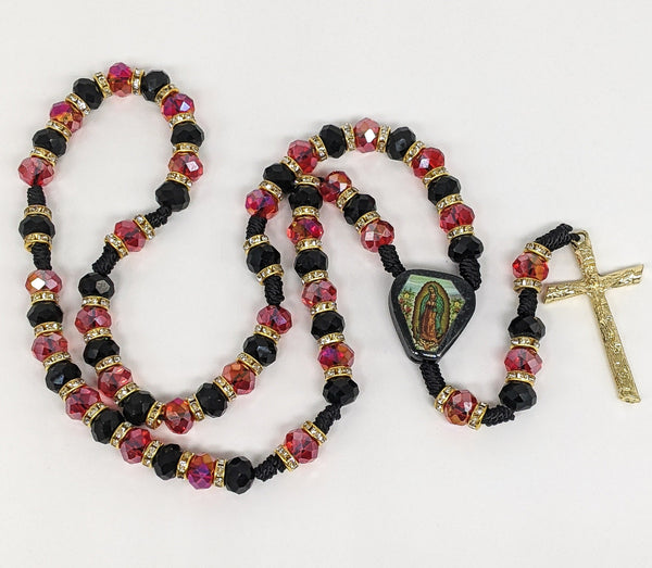 Oversized Black/Red Virgin Mary Rosary