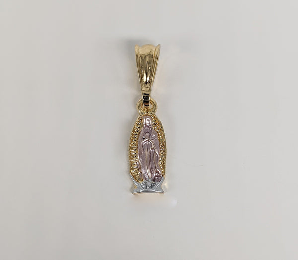 Plated Tri-Color Virgin Mary Pendant