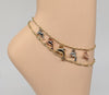 Plated Tri-Gold Dolphins Anklet