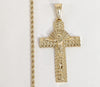 Plated Cross 2mm Rope/Braided Chain Necklace